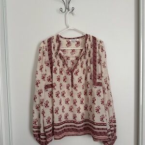 Rose & Olive Cream and Red Floral Blouse